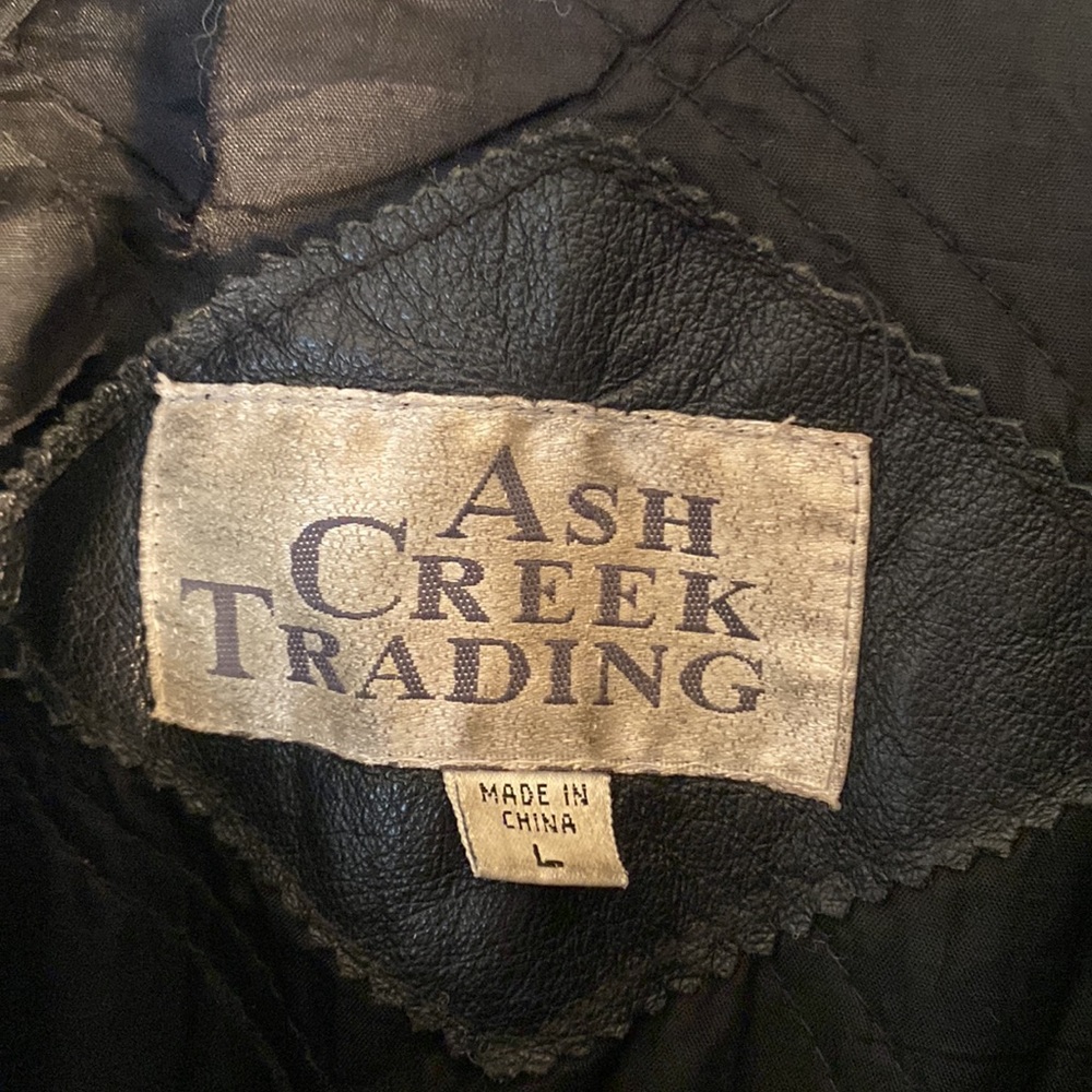 Ash Creek Trading Black Leather Jacket Heavy Duty Outdoor Coat Size Large - Picture 2 of 10